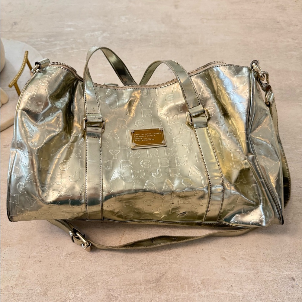 Marc Jacobs Gold Travel Bag with Luxe Metallic Finish